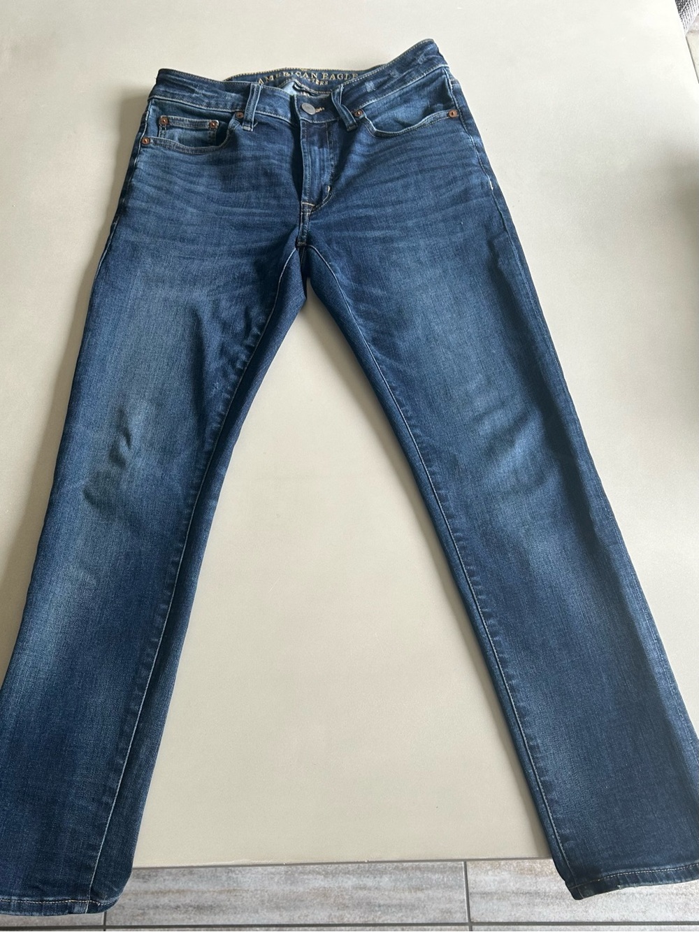 America Outfitters Men’s Extreme Flex Siim Blue Denim Jeans  30X28 - Picture 5 of 14